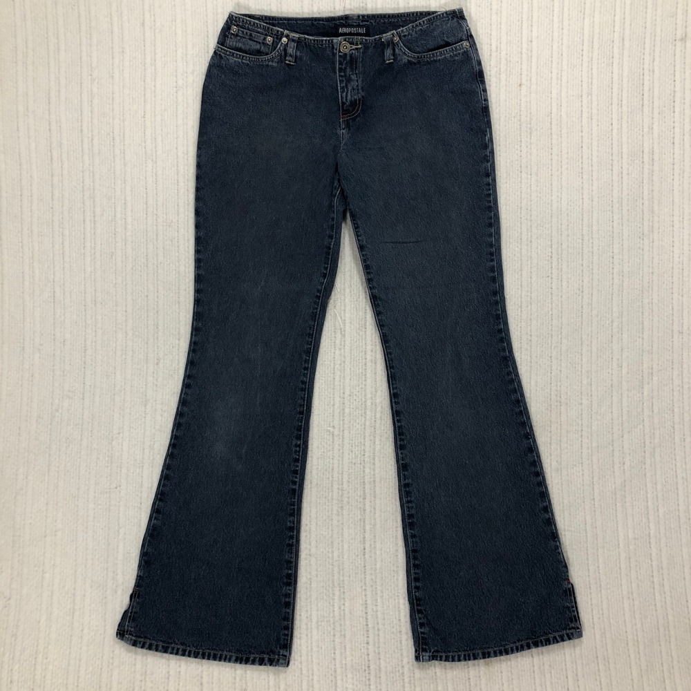 Aeropostale Y2K Low Rise Flare Jeans Dark Wash Denim Casual Trendy Womens